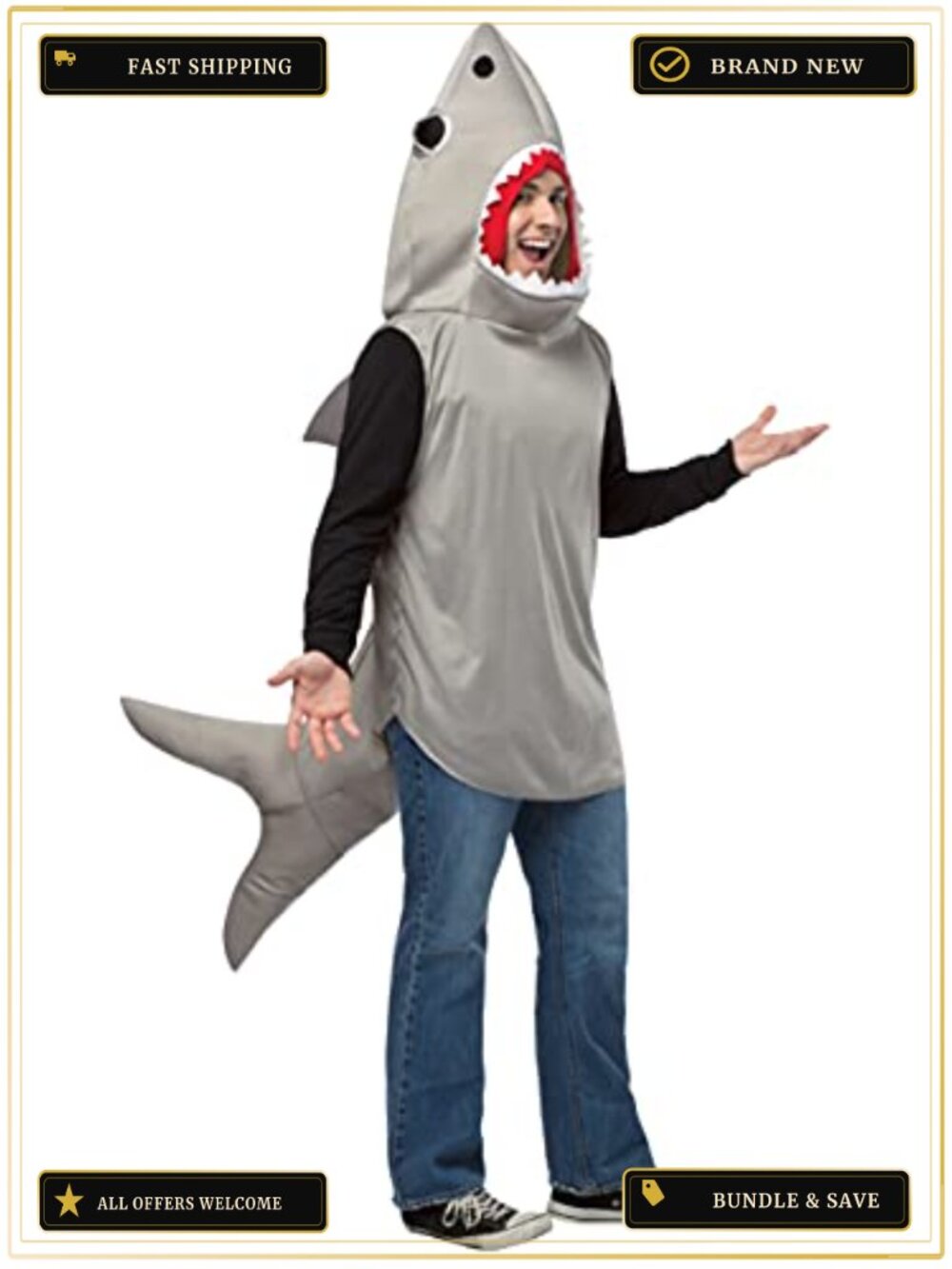Adult Sand Shark Halloween Costume Foam Tunic One Size